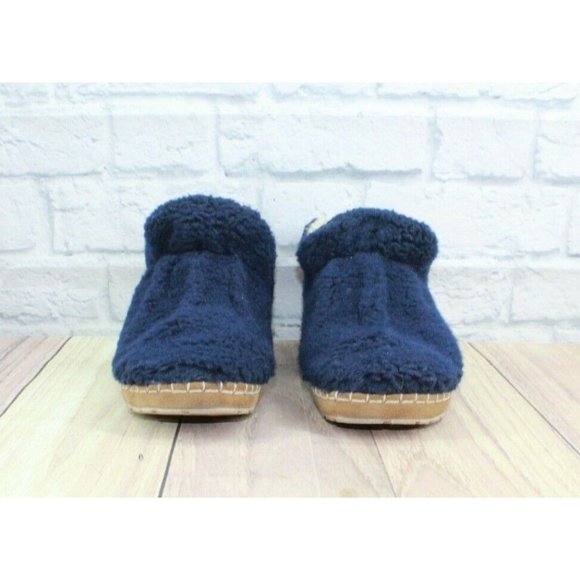 LL Bean Blue Pile Fleece Cozy Slipper Booties Size 9 M - Picture 4 of 10